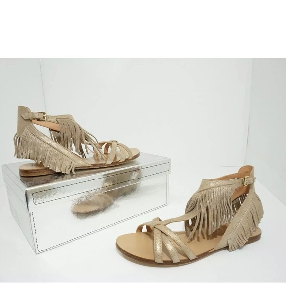 Sigerson Morrison LightGold Leather Flats Sandals - Picture 1 of 8